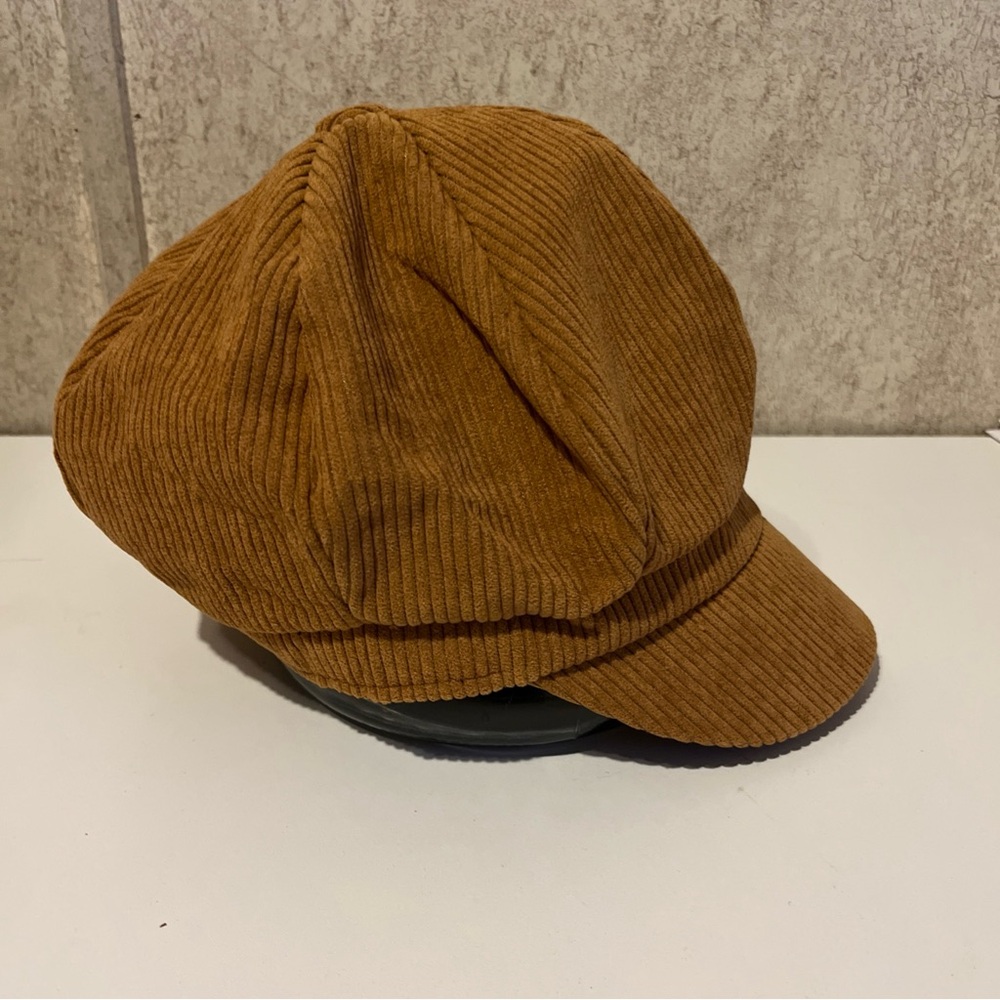 Corduroy Baker Boy Cap in Camel Brown - Retro Newsboy Hat - Picture 2 of 7